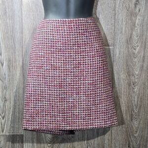 White House Black Market Skirt Womens 4 Tweed‎ Red Black Career Office
